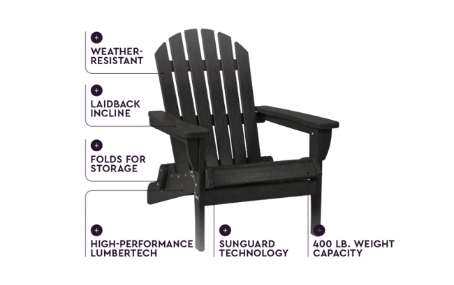 Black Premium Willoughby Folding Adirondack Chair - Keter US